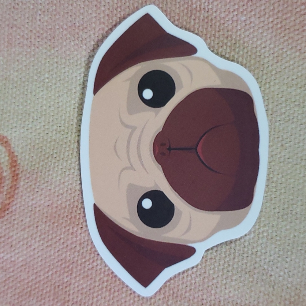 (B) Pug Dog Sticker Doggie Dog Mom Puppy